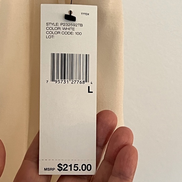 DKNY Silk Blouse. Size Large. Color: white - Picture 6 of 8